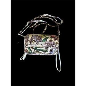 Vera Bradley Lavender Meadow Floral Fabric Wallet Organizer Crossbody Wristlet